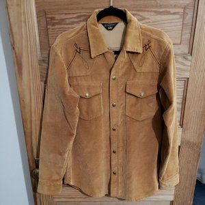 Vintage LEE Corduroy Western Shirt Snap Made in USA Heavy Pockets Men Long Sleev